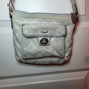 Coach Silver Signature Penelope Turnkey Crossbody